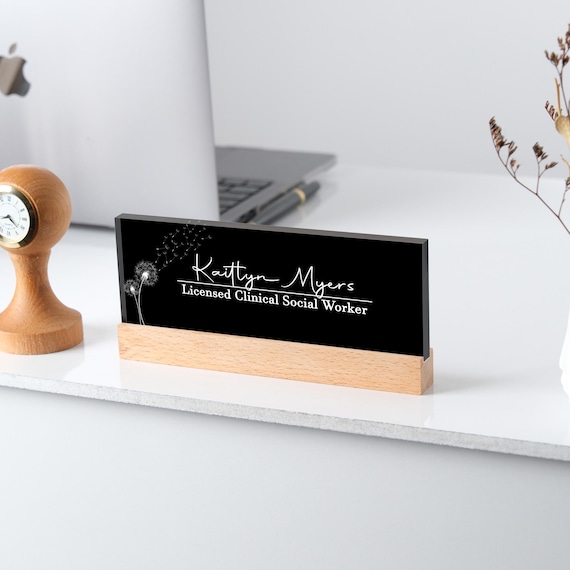 Personalized Therapist Office Name Sign: Dandelion Design, LCSW Gift