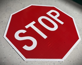 24" x 24" HIP Reflective .080 Aluminum Red on White STOP Sign by SSMG