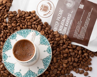 Traditional Turkish Coffee with Chocolate, Speciality Coffee, Flavored Coffee, Delicious, Ground Coffee, Gourmet Gift, 150g-5.29oz