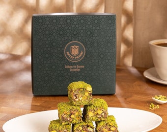 Turkish Delight Baklava with Pistachio, Turkish Premium Gift, Natural Snack, High Quality Turkish Delight, Healthy Snack, Gift for Holiday