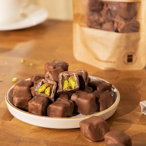 Chocolate Covered Pistachio Turkish Delight, Premium Special Pistachio Chocolate, Turkish Delight, Sweet Snacks, Gourmet Gift, Traditional