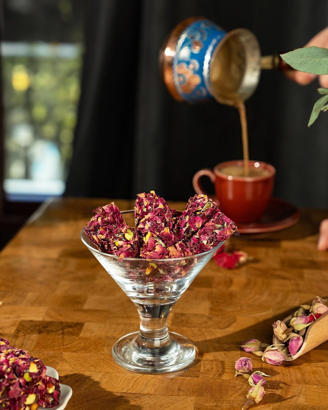 Turkish Delight Wick with Rose Petals and Pistachio, Turkish Gift, Quality Turkish Delight, Healthy Snack, Gift for Holiday, 220g - 7.7oz