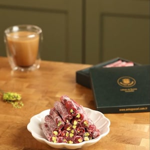 Pomegranate and Pistachio Wick Turkish Delight, Turkish Delight, Premium Gift, Traditional Dessert, Sweet, Sultan Turkish Delight, Gourmet
