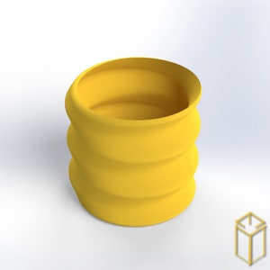 Peut inclure: Un pot en céramique jaune avec un design ondulé et ondulé. Le pot est vide et prêt pour une plante.