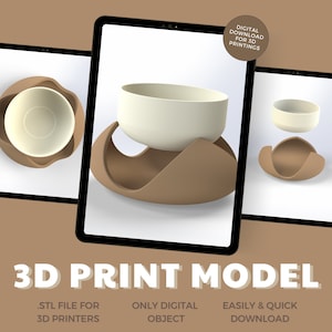 Bowl and Bowl Stand STL File for 3D Printing, 3D Printler, Planter Model