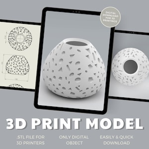 Vase,Flower Pot,STL Files, Planter Model, 3D Print Model STL file, STL File for 3D Printing
