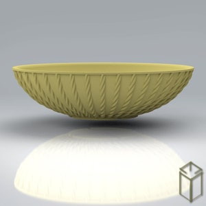 May include: A large, oval-shaped bowl with a woven pattern. The bowl is made of a light beige material and has a smooth, glossy finish.