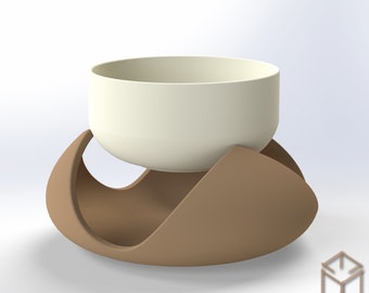 Archivo STL de cuenco y soporte 3D, modelo de maceta (descarga digital)