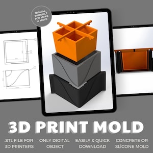 Mold and Multibox Design Package- 2in1 product- Concrete / Slicone Mold , Multifunction Box, Vase, Flower Pot, STL Files for 3D Printing