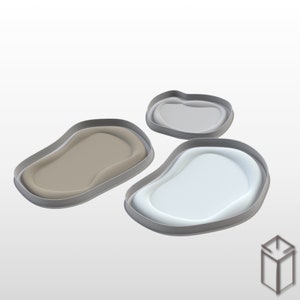 3D-molnbricka, oval tallrik, puffig kaffebricka (STL-fil)