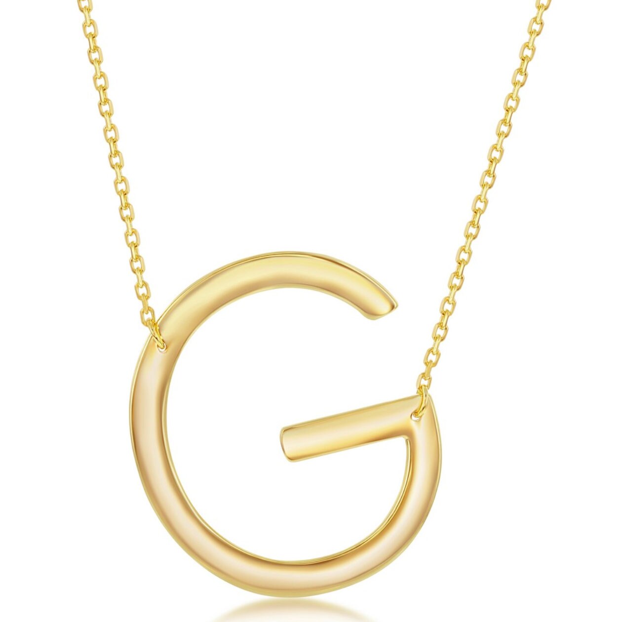 Large Sideways Initial Necklace Yellow 