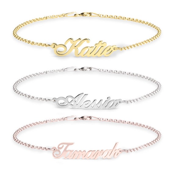 All Sterling Silver Round Classic Name Bracelet or Necklace
