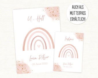 U - Heft Hülle & Impfpass Hülle Regenbogen rosa • personalisiert • Reisepass