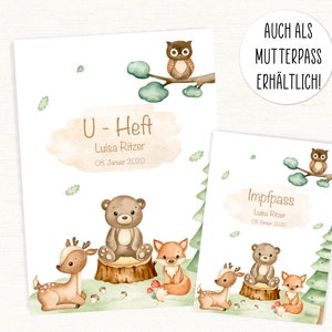 U-booklet • Vaccination certificate • Passport • personalized • Forest animals • Autumn • Bear • Deer