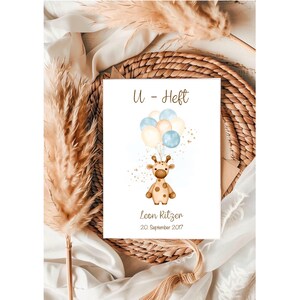 U - Heft & Impfpass Hülle Giraffe Blau • personalisiert • Reisepass