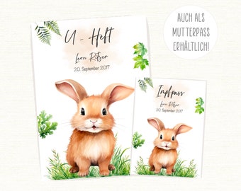 U - Heft Hülle & Impfpass Hülle • personalisiert • Reisepass • Hase • Waldtiere •