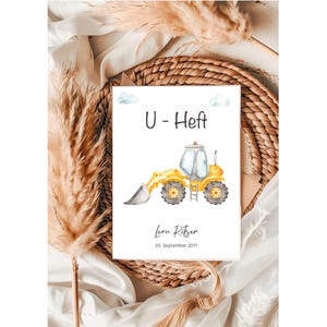 U - Heft Hülle & Impfpass Hülle Bagger / Radlader • personalisiert • Reisepass