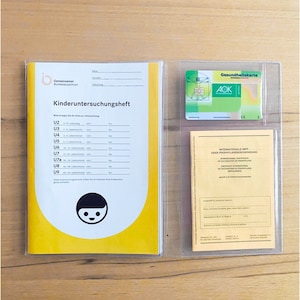 Transparente Umschlghülle mit Zusatzfach • U-Heft • Impfpass • Reisepass • Mutterpass