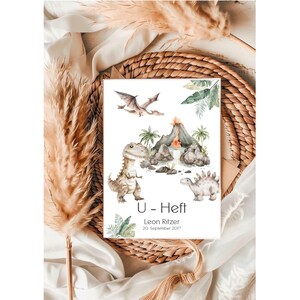 Personalisierte U - Heft & Impfpass Hülle • personalisiert • Reisepass • Dinosaurier • Dinos