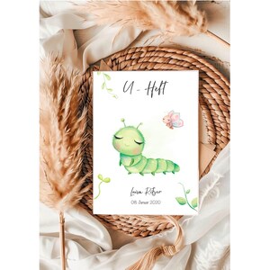 U-Heft • Impfpass • Reisepass • Mutterpass • Raupe • grün  • Geschenk Baby • Geschenk Geburt •