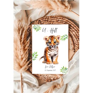 Personalisierte U - Heft & Impfpass Hülle • personalisiert • Reisepass • Safari • Dschungel • Löwe • Tiger