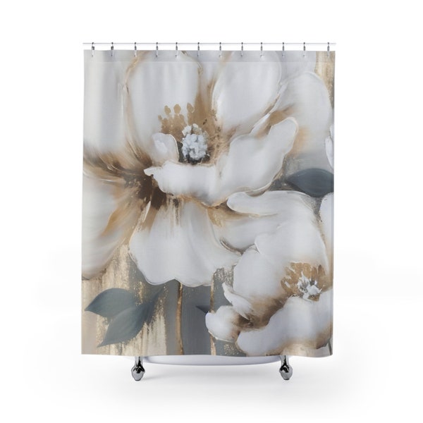 White and Gold Shower Curtains Etsy