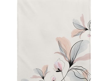 Magnolia Leaves Velveteen Plush Blanket, Room Decor Aesthetic, Botanical Throw Blanket, Bed Sofa Decor Throws, Best Friend Unique Gift Ideas