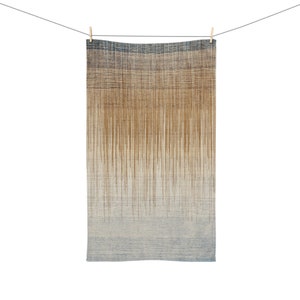Rustic Modern Ombre Hand Towel with Elegant Beige Straw Pattern - Earthy Washcloth 28x16, Bathroom Kitchen Hand or Face Towel Set Accessory