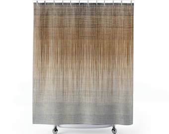 Ombre Shower Curtain, Blended Stripes Gradient Bathroom Design, Rusty Earth Tones, Modern Rustic Home Decor, New Home Gift Ideas