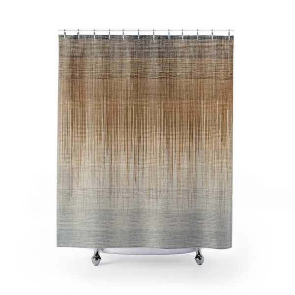 Ombre Shower Curtain, Blended Stripes Gradient Bathroom Design, Rusty Earth Tones, Modern Rustic Home Decor, New Home Gift Ideas