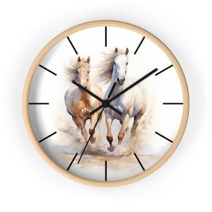 Running Horses Wandklok, 10&quot; Paardensport-geïnspireerd uurwerk voor primitieve rustieke wanddecoratie, ideaal cadeau voor paardenliefhebbers, unieke wandklok