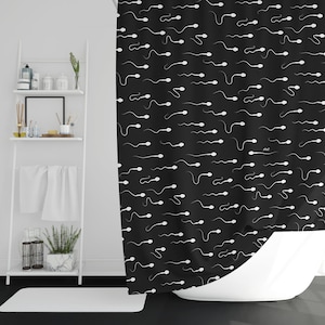 Lustiger Duschvorhang, Minimalistischer Duschvorhang, Niedliches Badezimmer Dekor, Silber Birke, Salbei Grün, Schwarz-Weiß, Lustige Geschenkideen, Dare to be different