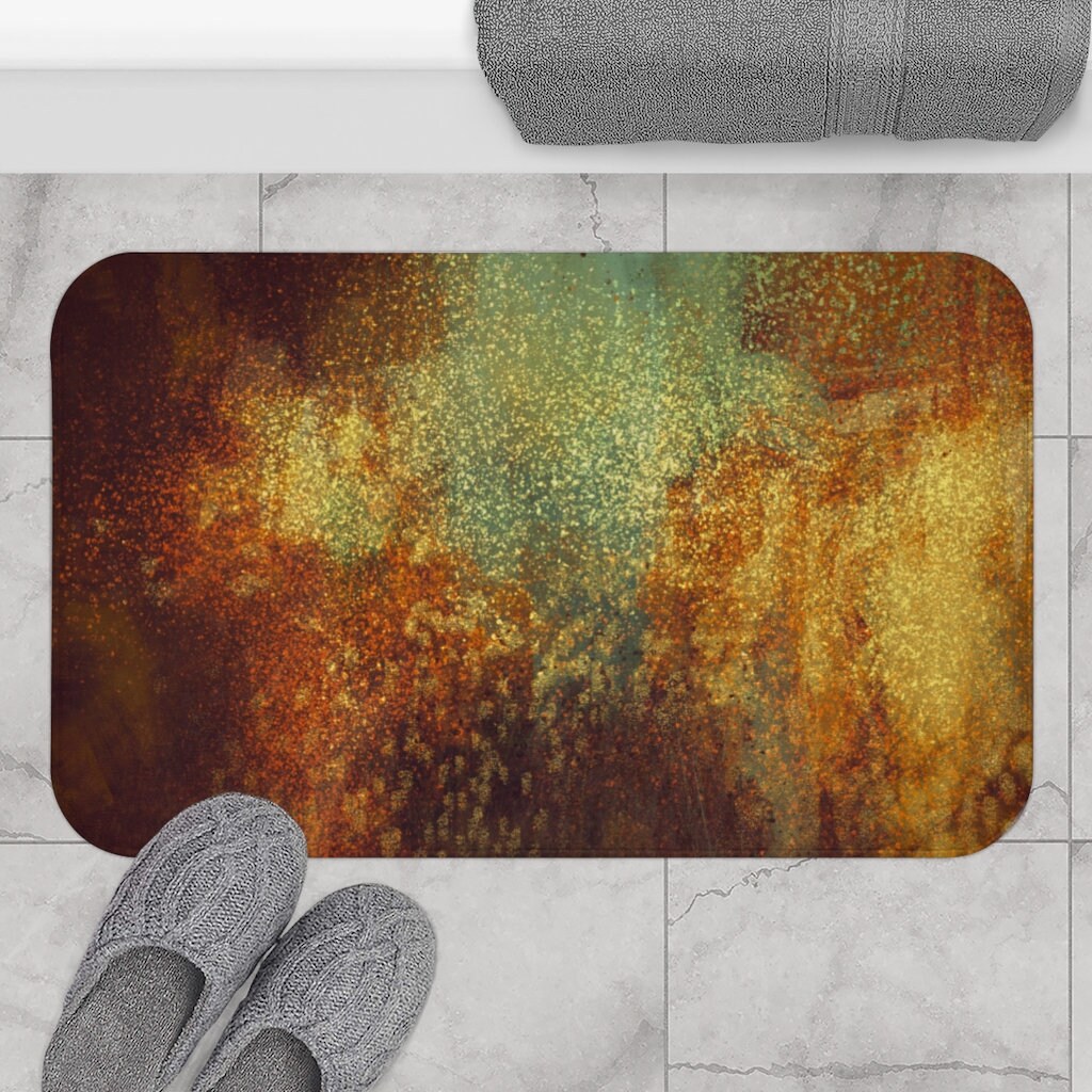 Rust Colored Bath Mat Burnt Orange Bath Rug Rusty Old Etsy