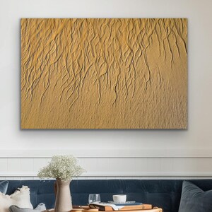 Golden Sand Patterns Wall Art, Abstract Beach Texture, Coastal Minimalist Decor, Nature Lines Photography