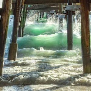 Waves Under The Pier in San Clemente - Canvas Wrap Print