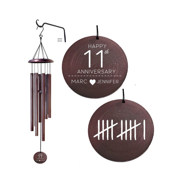 Personalized 11th-anniversary gift Wind chimes - Meaningful anniversary gift for couples - Gift for her