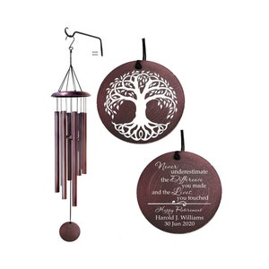 Personalized Retirement Wind Chime Gift, Tree of Life Wind Chimes, Custom Wind Chime for Retiring Friends and Family