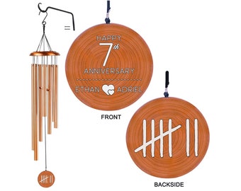 Personalized 7th Anniversary Gift  - Custom Wind Chime - Traditional Gift - Copper Anniversary Wind Chime - Couple's Gifts - Gift for her