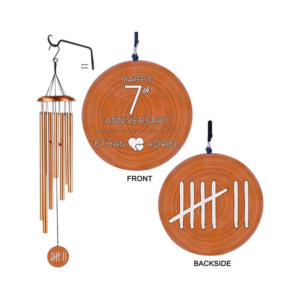 Personalized 7th Anniversary Gift  - Custom Wind Chime - Traditional Gift - Copper Anniversary Wind Chime - Couple's Gifts - Gift for her