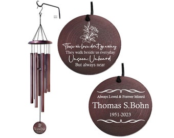 Those We Love Don't Go Away Memorial Wind Chime | Personalized Sympathy Windchime | Bereavement Gift | Engraved tribute