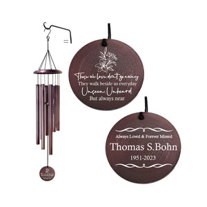 Those We Love Don't Go Away Memorial Wind Chime | Personalized Sympathy Windchime Gift | Bereavement Gift | Engraved Tribute | Memorial Gift