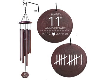 Personalized 11th anniversary gift Wind chimes - Meaningful anniversary gift for couples