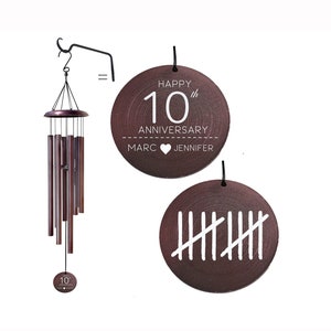 Personalized 10th anniversary gift wind chimes - Aluminum Anniversary wind chimes - Gift for couples