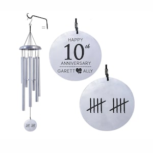 Personalized 10th Anniversary gift wind chimes - Aluminum Anniversary gift - Traditional tenth-anniversary gift - Gift for her