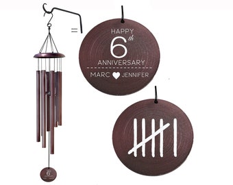 Personalized 6th anniversary gift wind chime - Sixth Anniversary custom chime - Meaningful anniversary gift