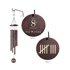 Personalized 8th Anniversary Gift Wind Chime - Traditional Bronze Anniversary Gift Wind Chime, Traditional Gift for Husband, Gift for Wife