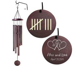 Personalized 8th Anniversary Gift Wind Chime - Traditional Bronze Anniversary Gift Wind Chime, Gift for Couples, Gift for Her