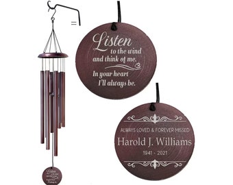 Personalized Memorial Wind Chime Gift, Listen to the Wind, Remembrance Wind Chime, Sympathy Gift