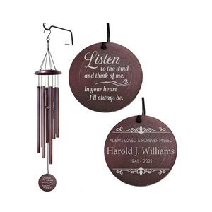 Personalized Memorial Wind Chime: Bronze Aluminum, Engraved with Name & Dates