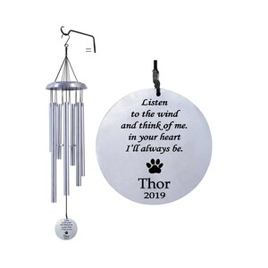 Personalized Pet Memorial Wind Chime - Loss of Pet Sympathy Gifts - Loss of Dog - Listen to the wind with Pawprints - Memorial Gift